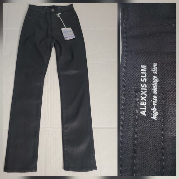 Adriano Goldschmied Jeans Sz 24 Alexxis Vintage Slim High Rise Faux Leather - Picture 1 of 12